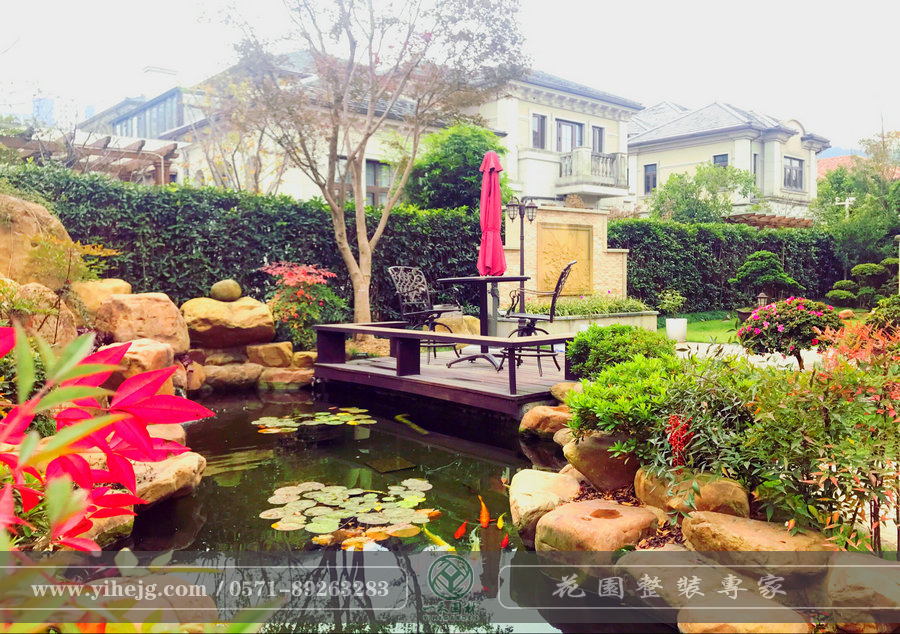 余姚悅龍灣|私家別墅花園景觀設計規劃|別墅庭院景觀綠化|假山錦鯉池過濾改造施工